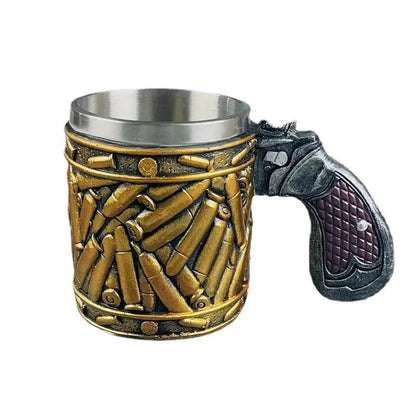 Stainless Steel Bullet Pattern Beer Mug