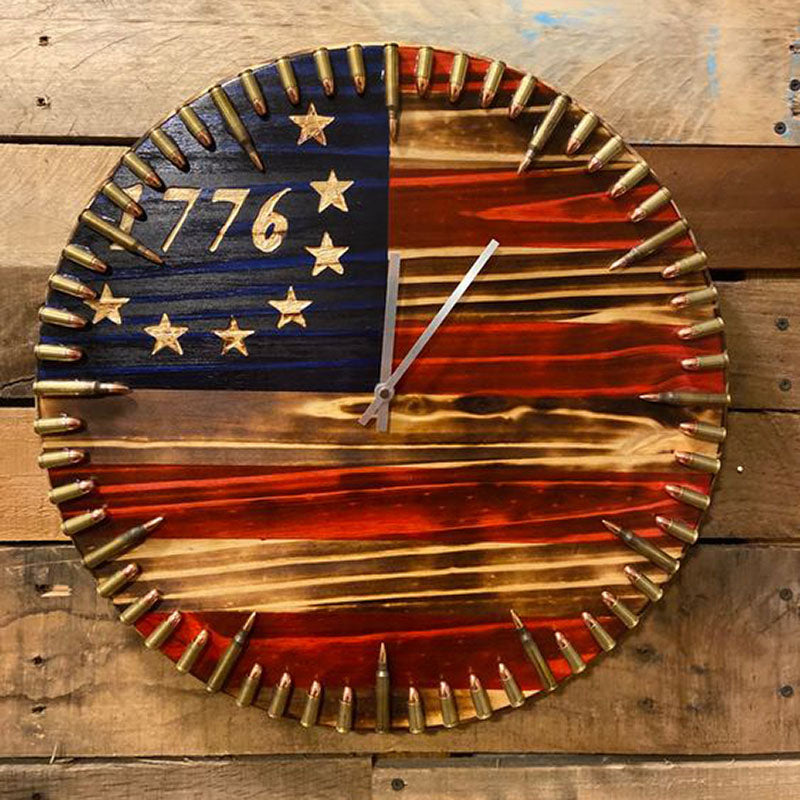 Handmade Patriotic Flag Bullet Clock