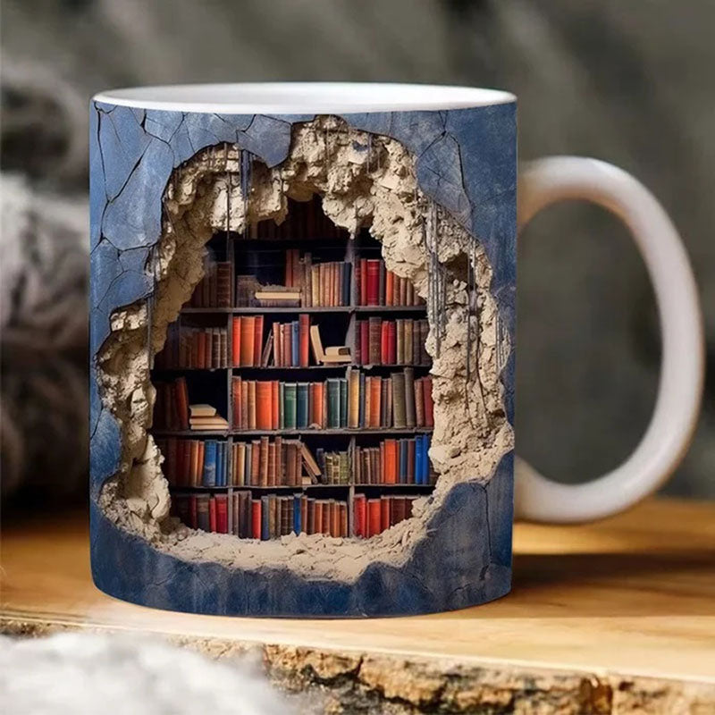 3D Bookshelves Hole In A Wall Mug