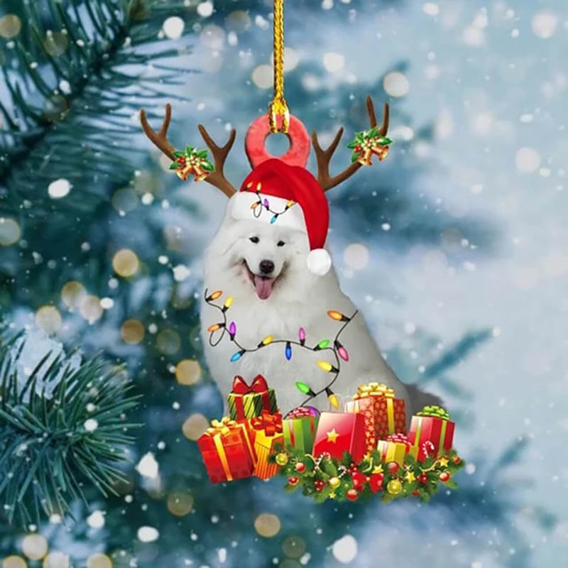 Christmas Pet Dog Wooden Pendant