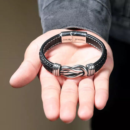 Grandmother and Grandson Forever Linked Together Braided Leather Bracelet