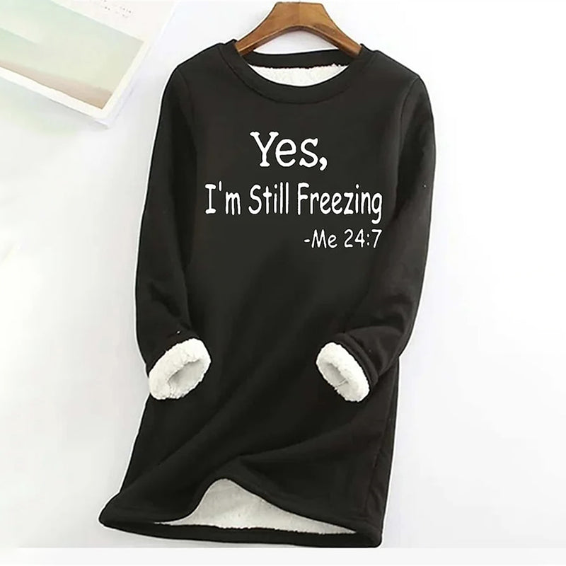 Women's Sweatshirt Pullover Fleece Teddy Fuzzy Letter Casual Round Neck Long Sleeve Top