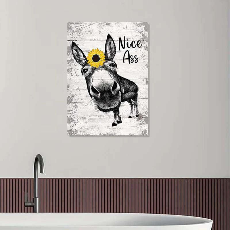 Funny Donkey Sunflower Metal Sign Farmhouse Bathroom Unique Gifts For Home Vintage Farm Animal Design