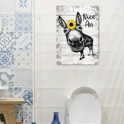 Funny Donkey Sunflower Metal Sign Farmhouse Bathroom Unique Gifts For Home Vintage Farm Animal Design