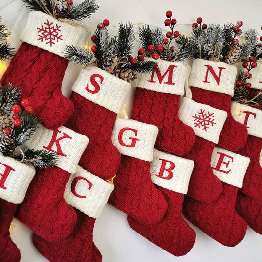 🎄Xmas Gift Bag🎄 Red Knit Alphabet Christmas Stocking