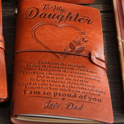 Dad To Daughter -I am So Proud of You - Engraved Leather Journal Notebook