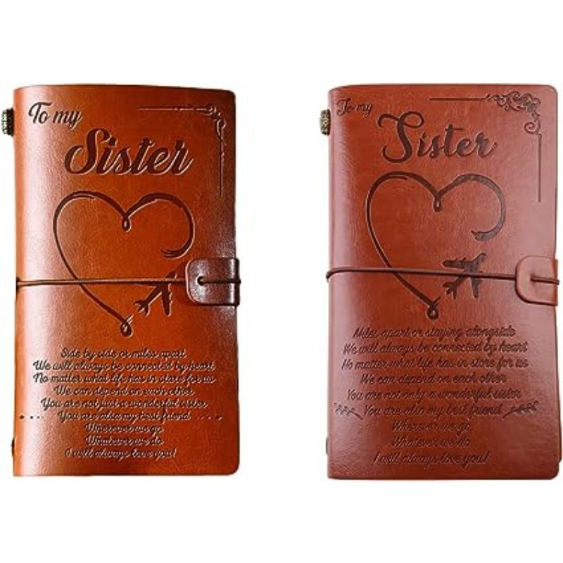 To My Sister - I Will Always Love You - Engraved Leather Journal Notebook