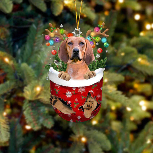 Redbone Coonhound In Snow Pocket Christmas Ornament SP154