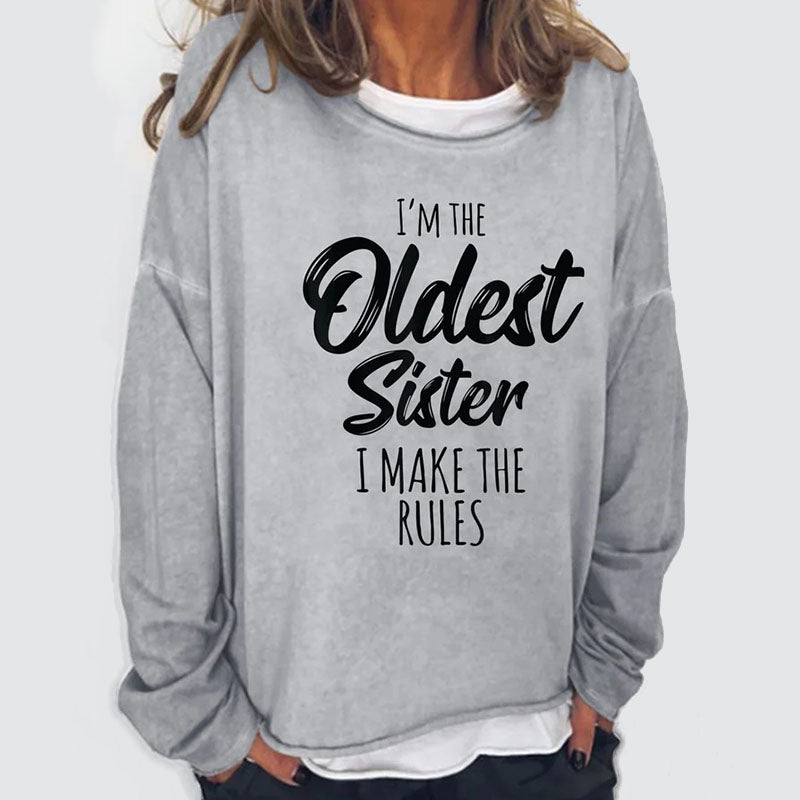 Sister Funny Crew Neck Casual Letter Sweatshirts