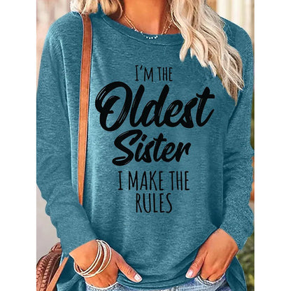 Women's Funny Sister Gift Casual Long Sleeve Top