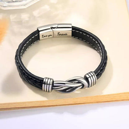 To My Man - Forever Linked Together Braided Leather Bracelet